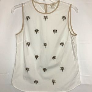 J.Crew Womens Blouse Rhinestone Embellished Sz 2.
